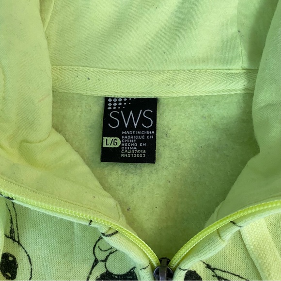 Neon yellow bunny print hoodie - Picture 5 of 5